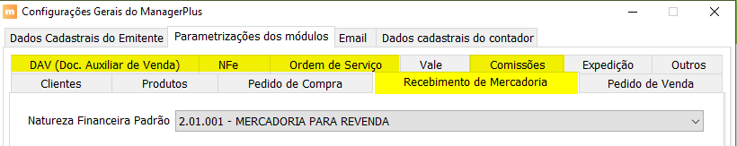 Configurações Gerais do ManagerPlus